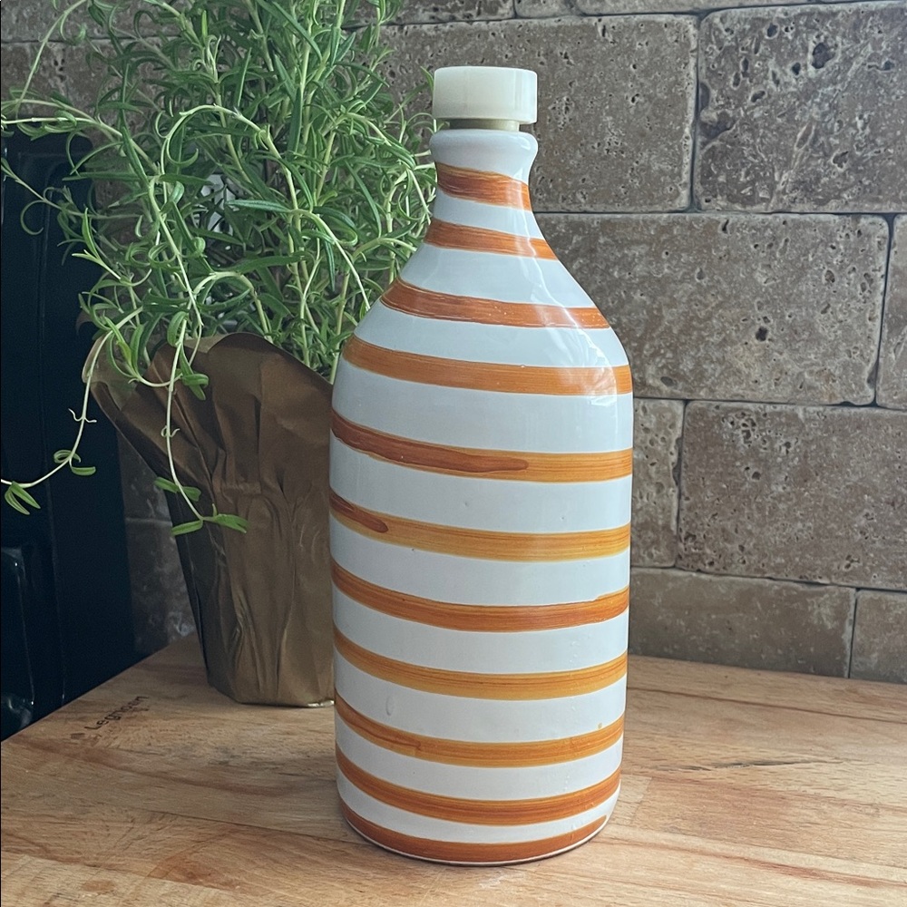 Striped Ceramic Olive Oil Bottle Frantoio Muraglia